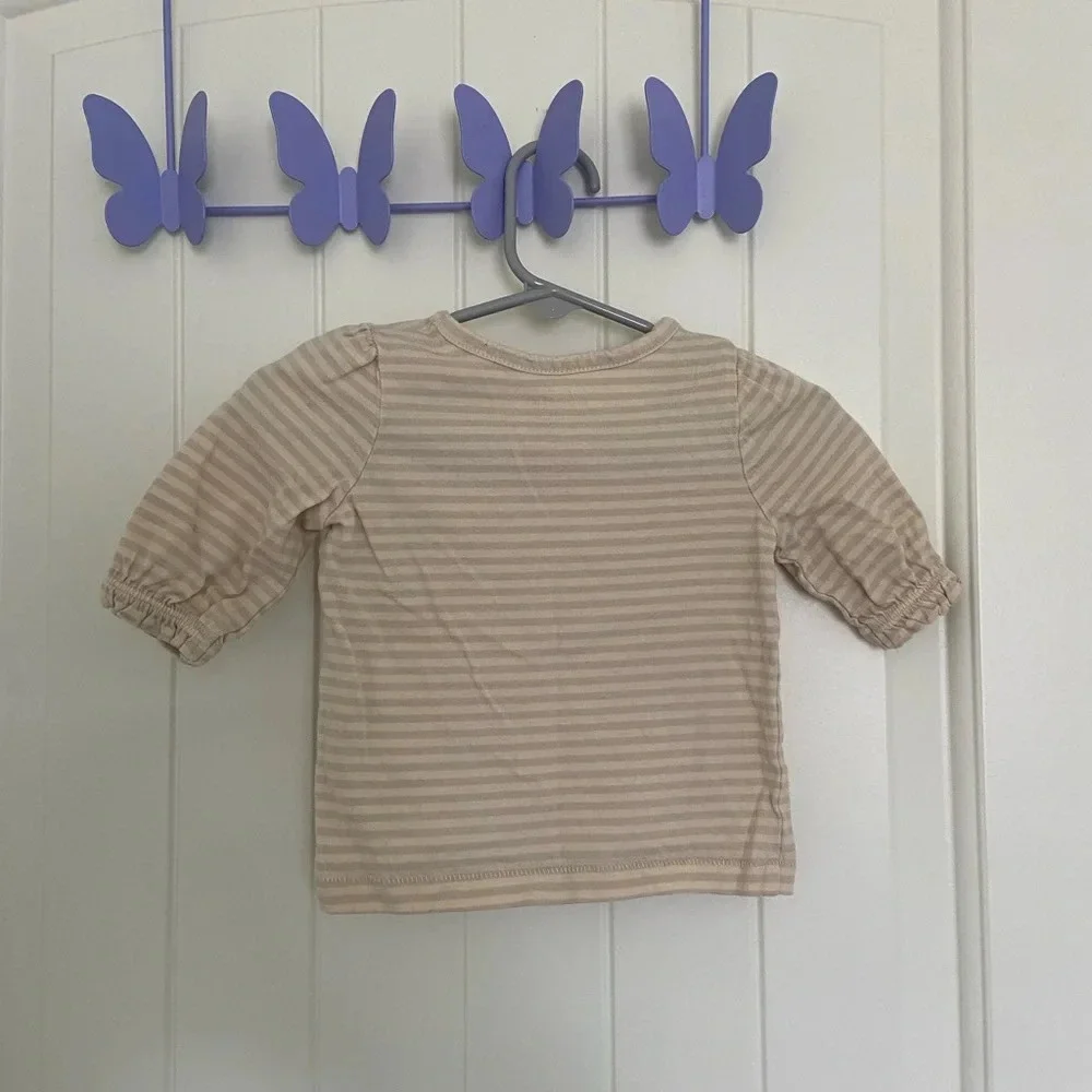 EUC | Genuine Kids by Oshkosh baby girl’s striped floral embroidered top — 12 mo